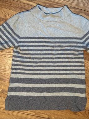 Apt. 9 Gray and Dark Gray Striped Mock Neck Sweater